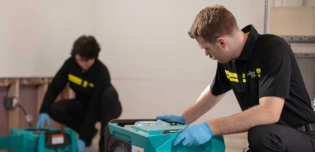 ServiceMaster Restore employees drying water